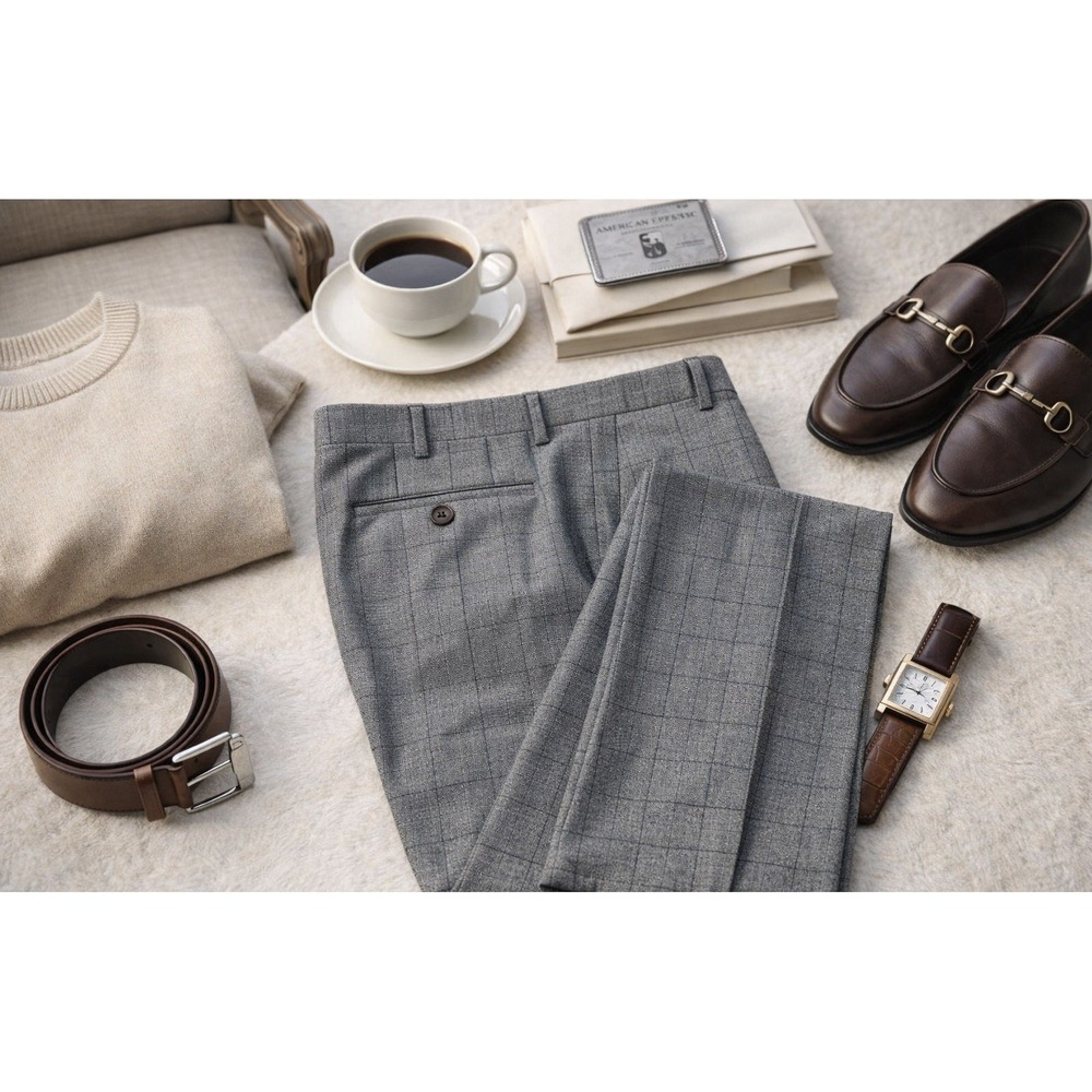 Canali 100% Pure Virgin Wool Mens Pants Italy XL 36-38 Raw Hem NEW! Tonal Plaid